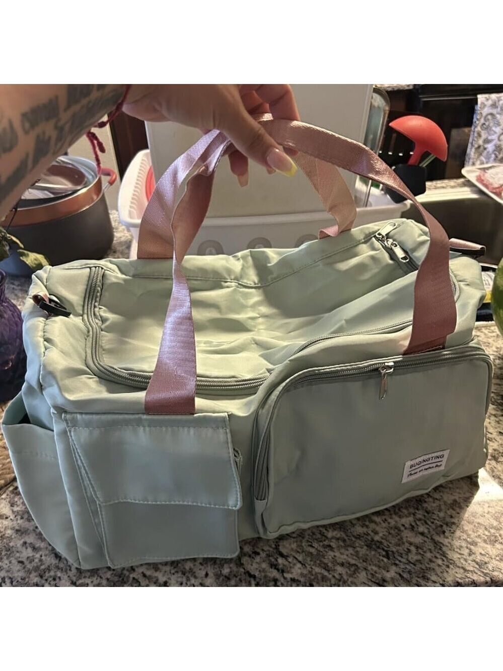 Small Gym Bag Women Travel Duffle Bag Carry On Shoe Compartment